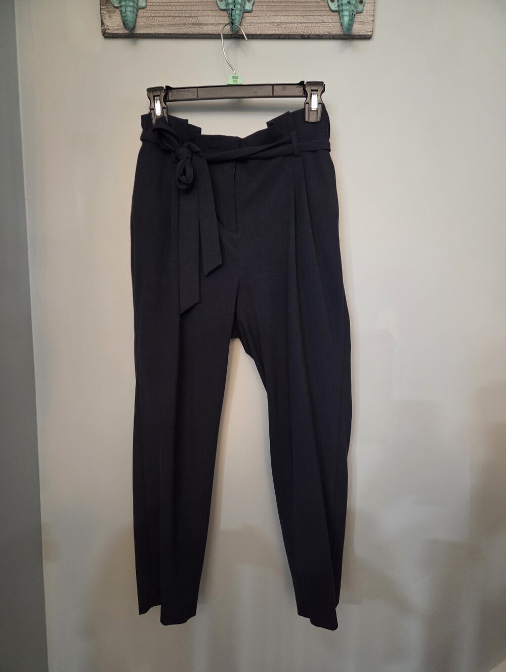 LOFT Navy Paperbag Waist Tie Trousers